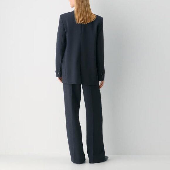 Aritzia The Effortless Pant, High-Waisted Wide Leg Crepe Trousers in Blue, sz 0 - Picture 5 of 16